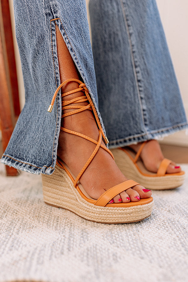 The Wenden Lace Up Wedge In Orange