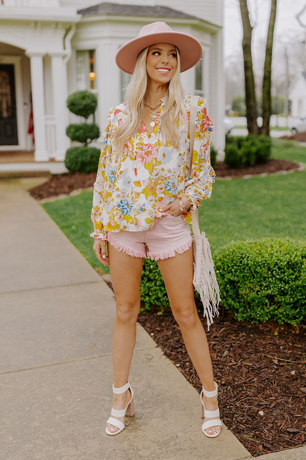 Sugary Sweet Floral Shift Top in Cream
