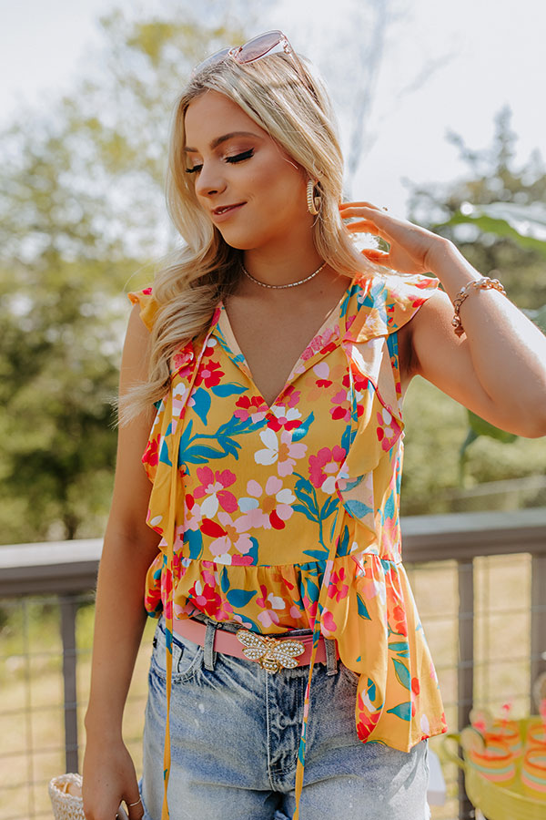 Get The Scoop Floral Ruffle Top