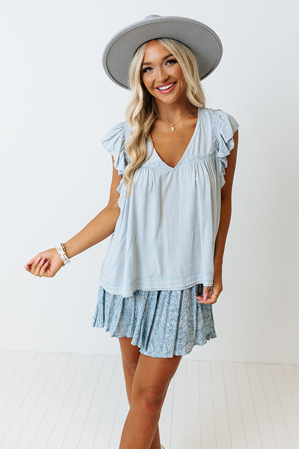 Covered In Sunshine Shift Top In Sky Blue