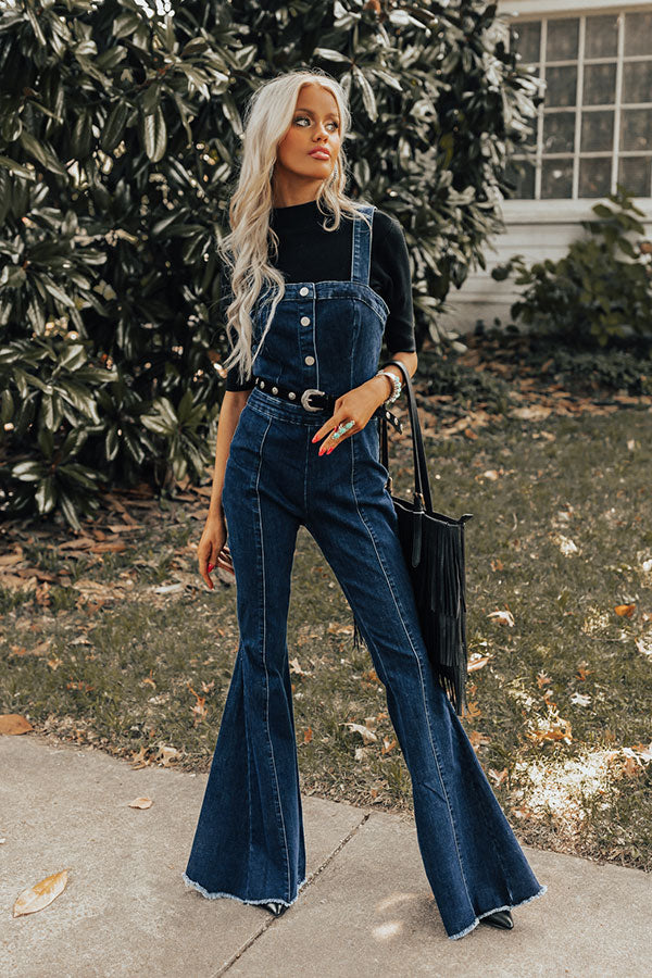 The Pike Denim Jumpsuit in Dark Wash - Main Image