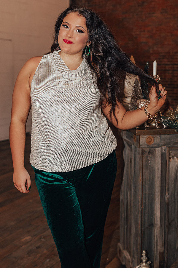 Beyond Romance Sequin Top In Champagne Curves
