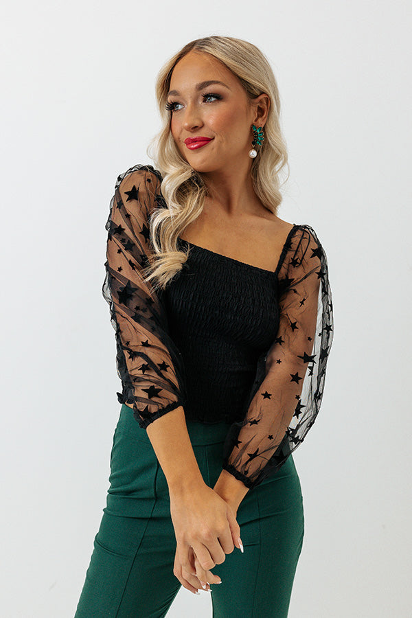 Watch The Stars Smocked Top In Black