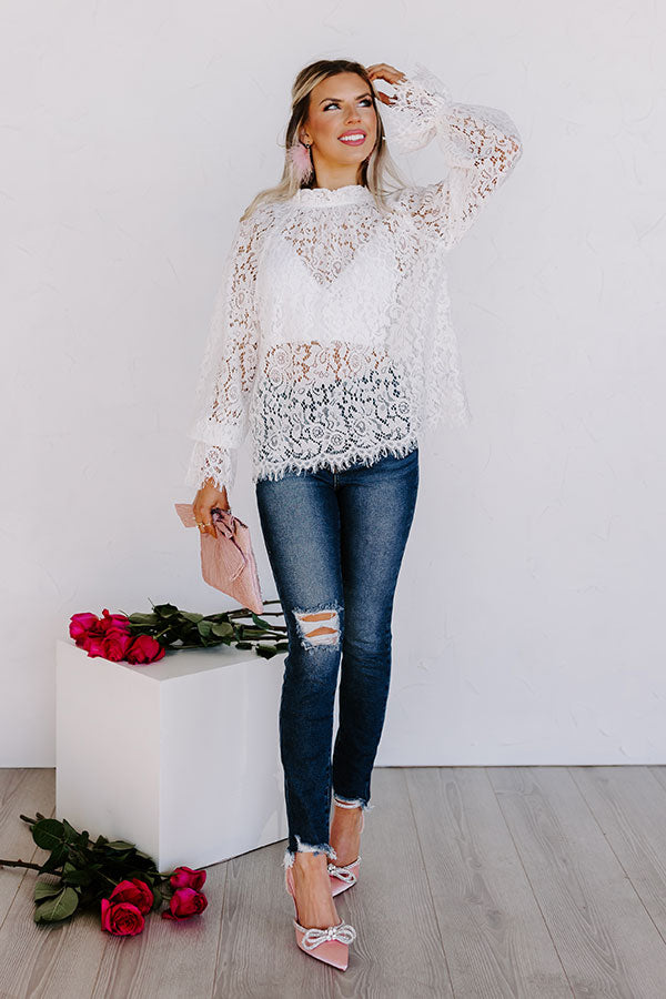 Lovestruck Babe Lace Top in Ivory