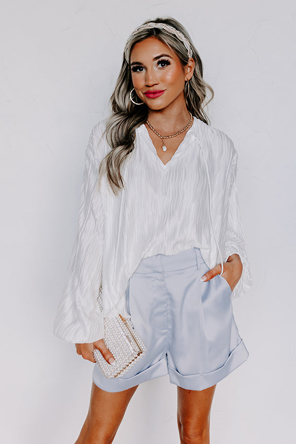 Posh Days Pleated Shift Top in White