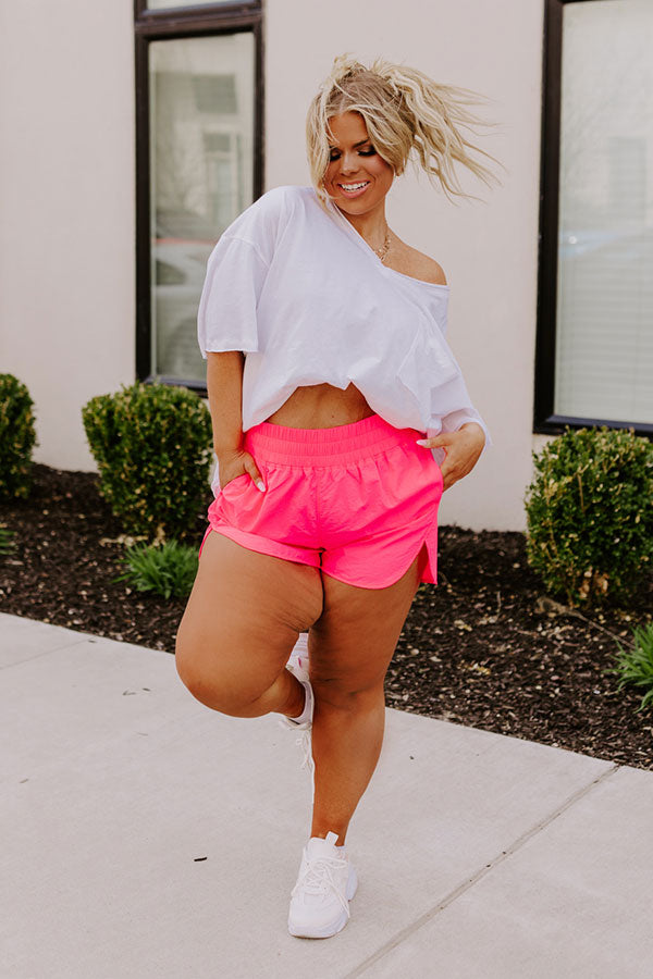 Athleisure Outfits Bright Pink Running Shorts Extra Cardio High