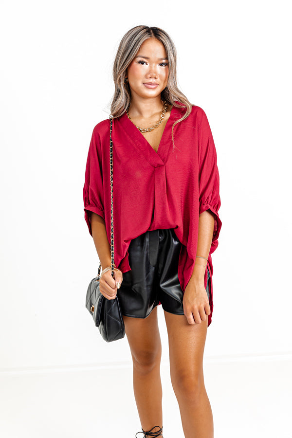 New To Town Shift Top In Wine