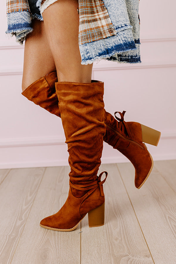 The Evelyn Faux Suede Knee High Boot In Brown