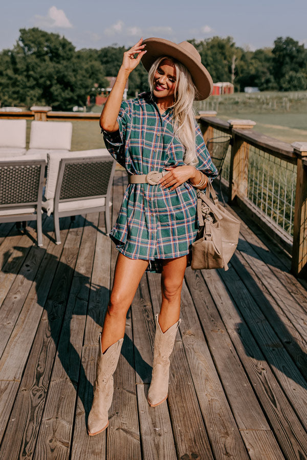 Comfy Glam Flannel Tunic in Hunter Green