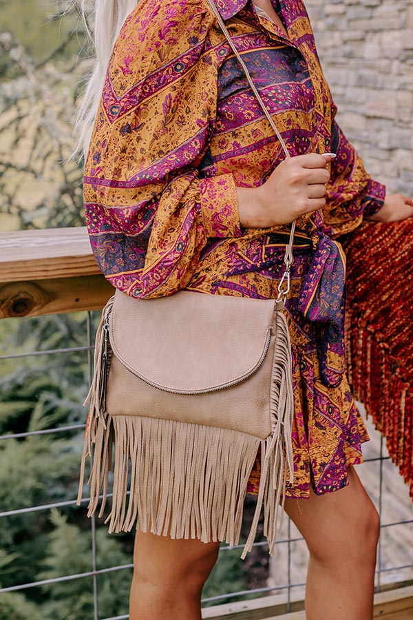 Sweet Perspective Faux Leather Fringe Purse in Khaki – Impressions