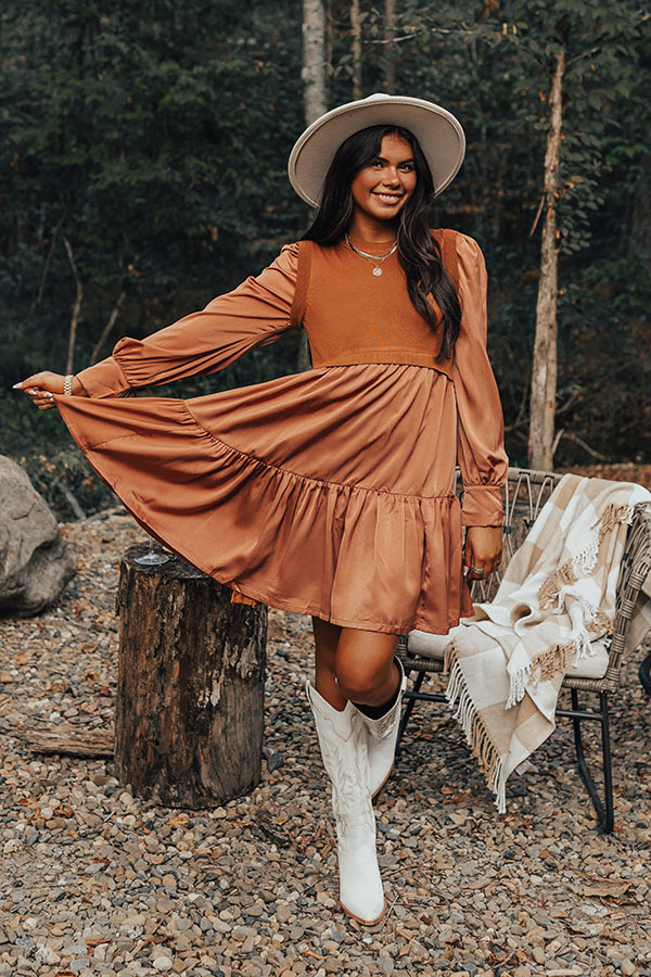 Gather The Courage Shift Dress In Camel