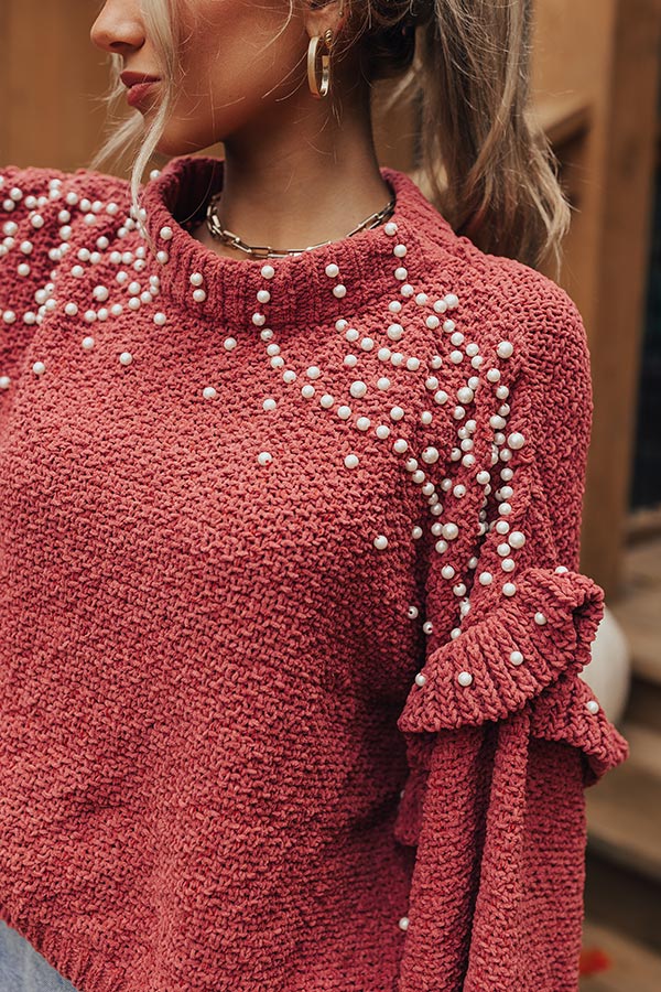 Cuddle Up With Cocoa Embellished Sweater in Rustic Rose