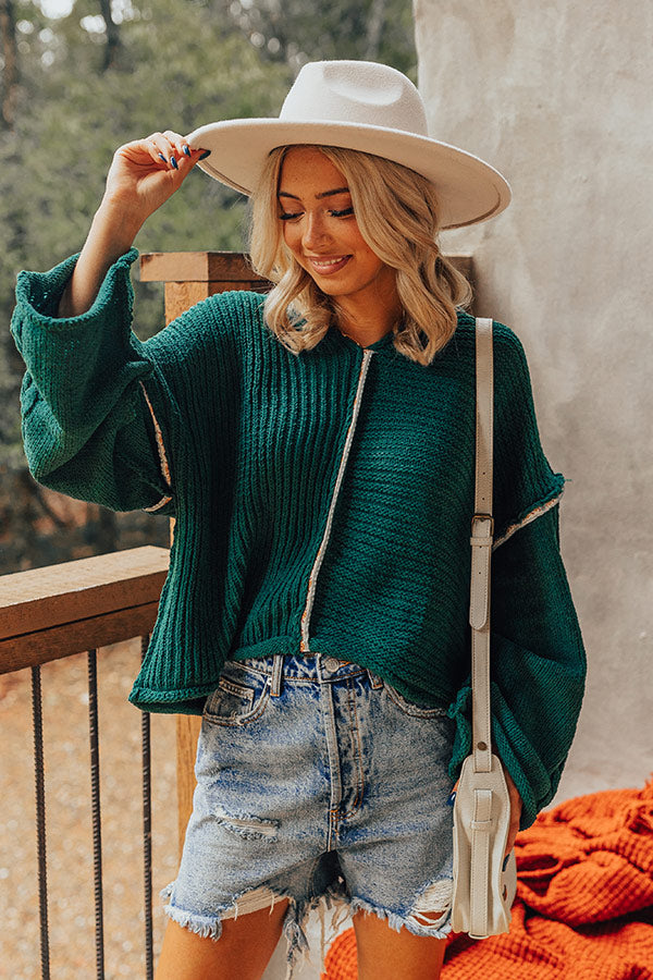 Toasty Times Knit Hoodie In Green