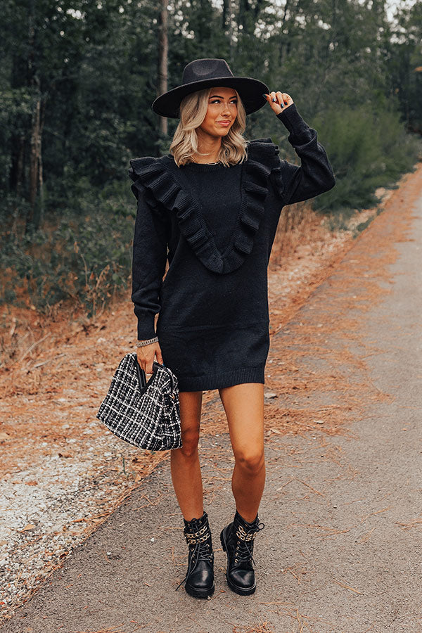 Coziest Place Sweater Dress In Black