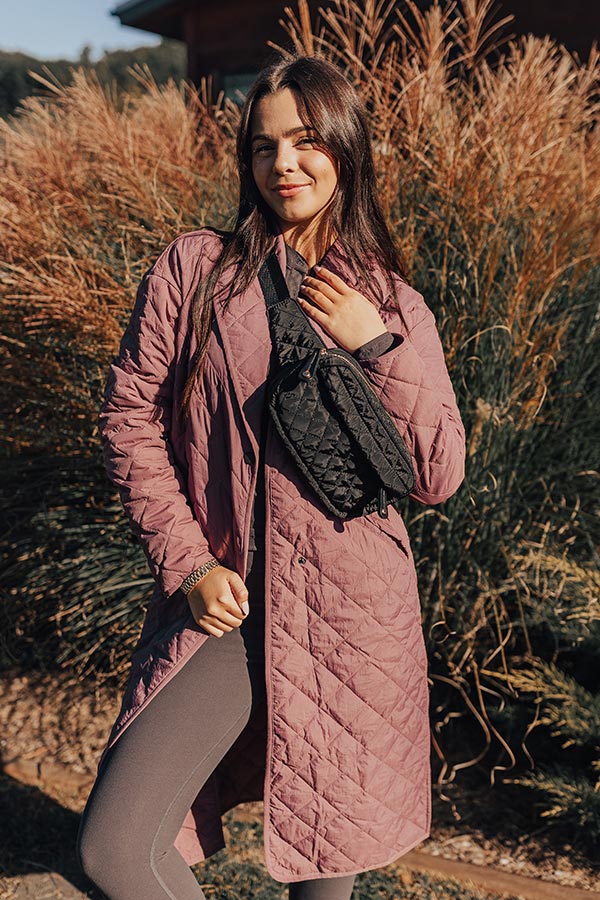Chilly Wind Quilted Coat in Light Royal Plum