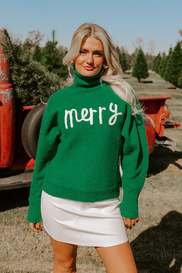 Merry Turtle Neck Sweater In Green