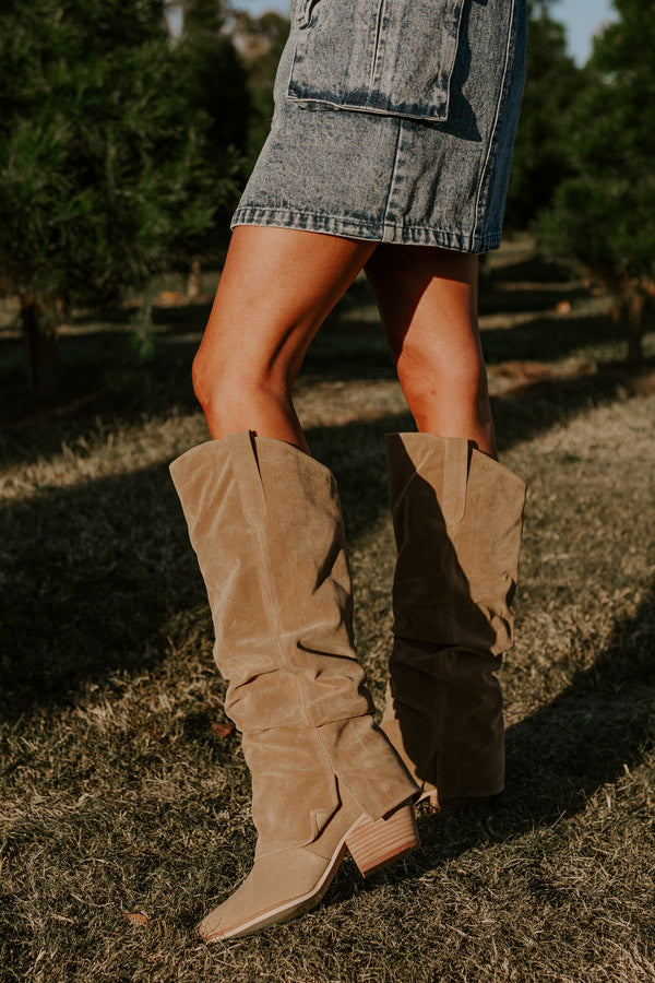 The Landry Faux Suede Knee High Boot In Taupe