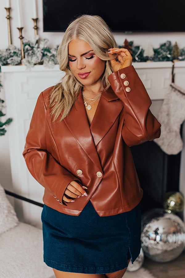 Material Girl Faux Leather Blazer Curves