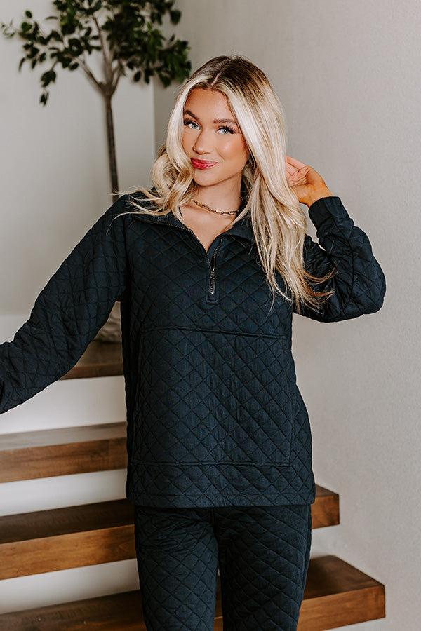 Paris Mornings Quilted Sweater In Black
