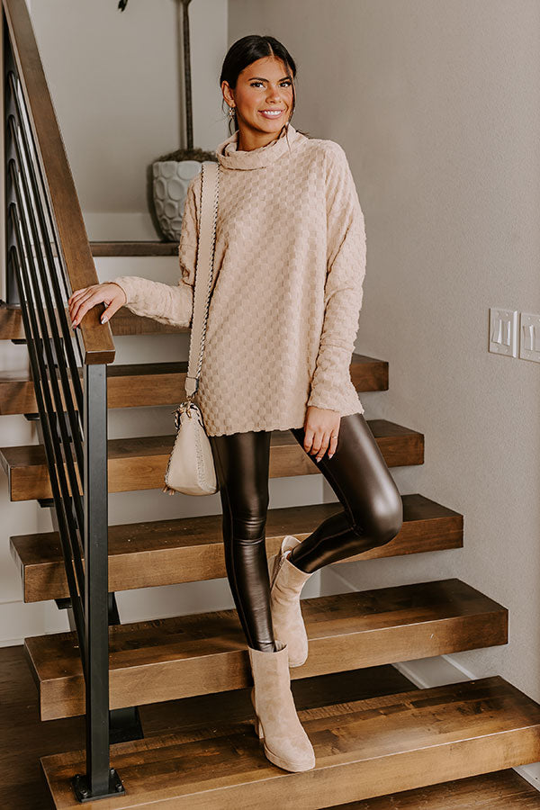 Whispering Winds Sweater Top In Iced Latte
