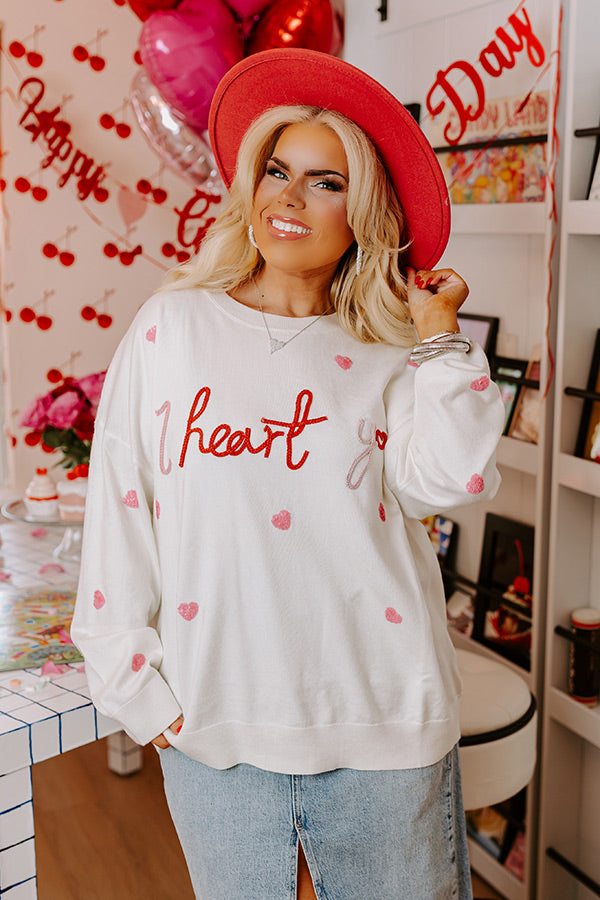 I Heart You Embroidered Sweater Curves
