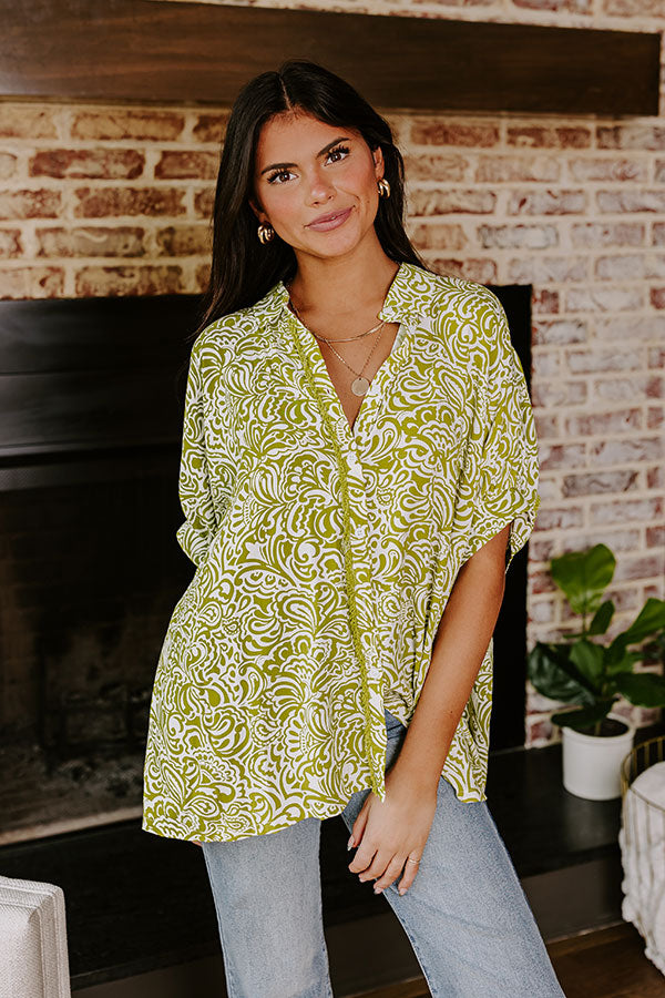 Daylight Mix Button Up In Lime