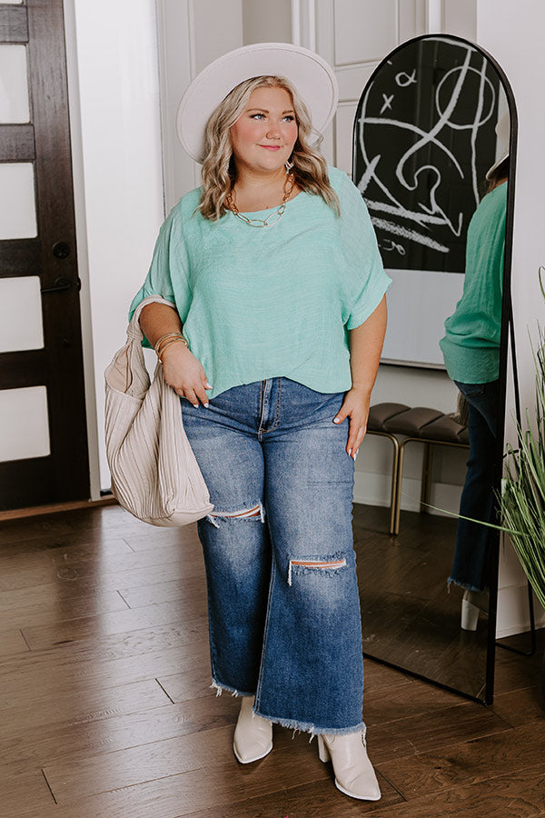 Grateful Life Shift Top In Mint Curves