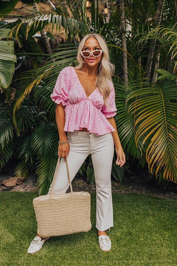 The Next Chapter Eyelet Top In Pink