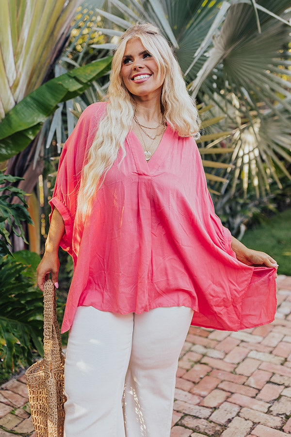 Sun-Kissed Sands Shift Top In Coral Curves