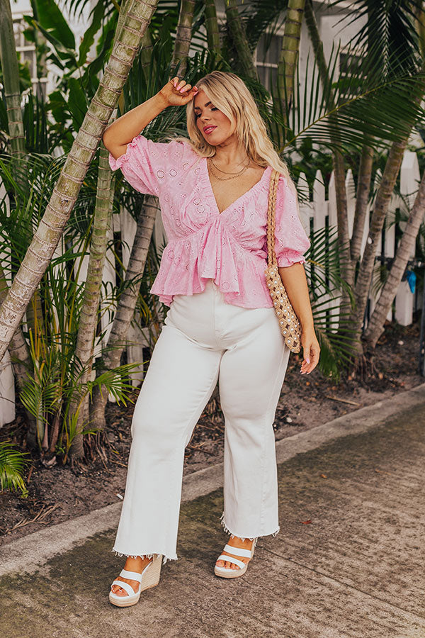 The Next Chapter Eyelet Top In Pink Curves