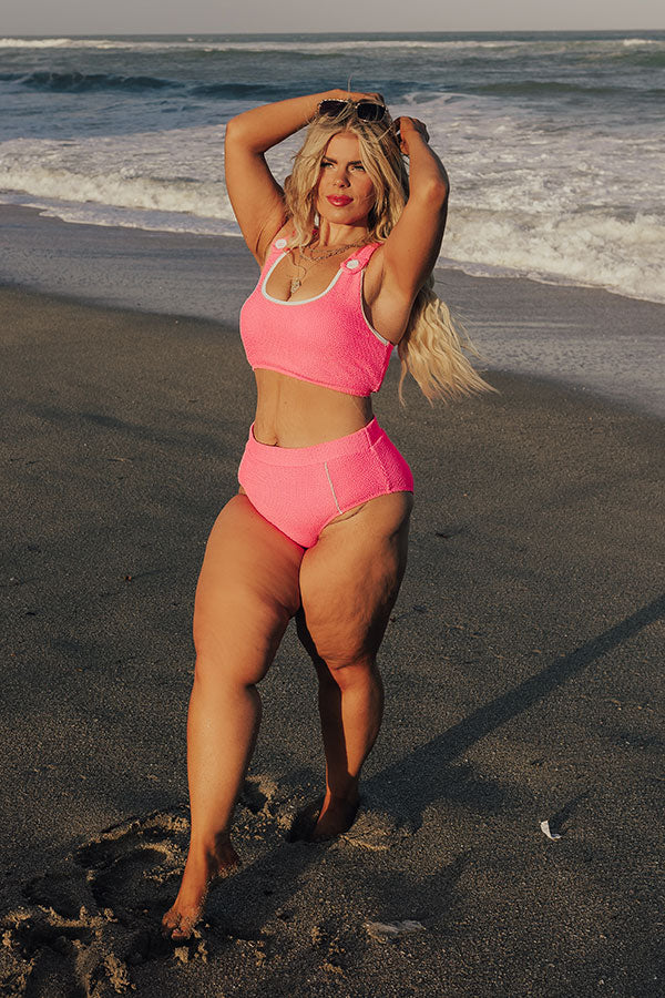 Sandy Sunset High Waist Seersucker Bikini Bottom Curves