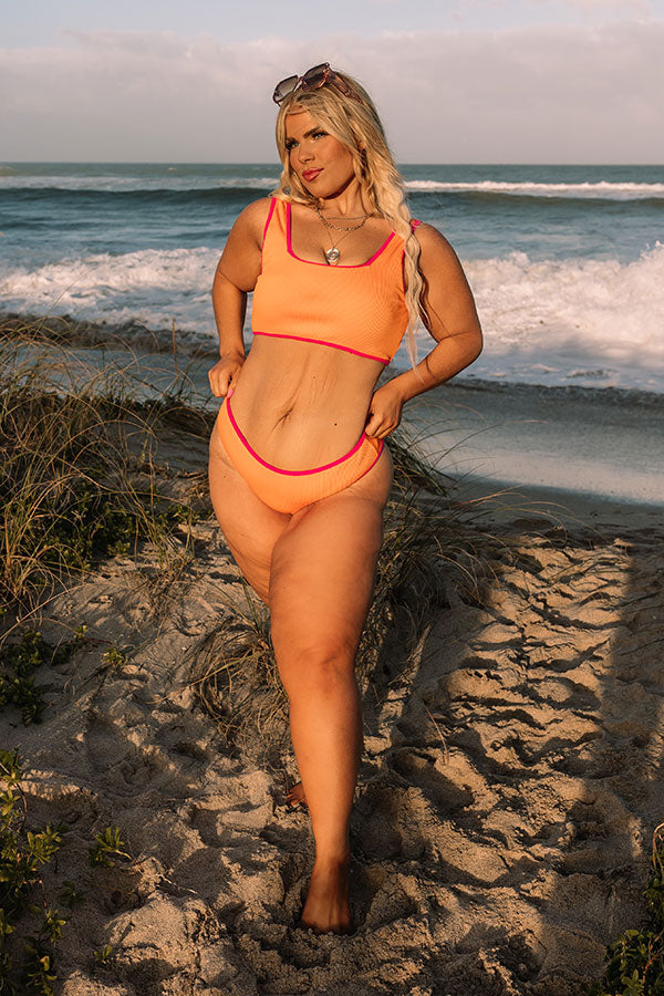 Sunny Coastline Ribbed Bikini Bottom Curves