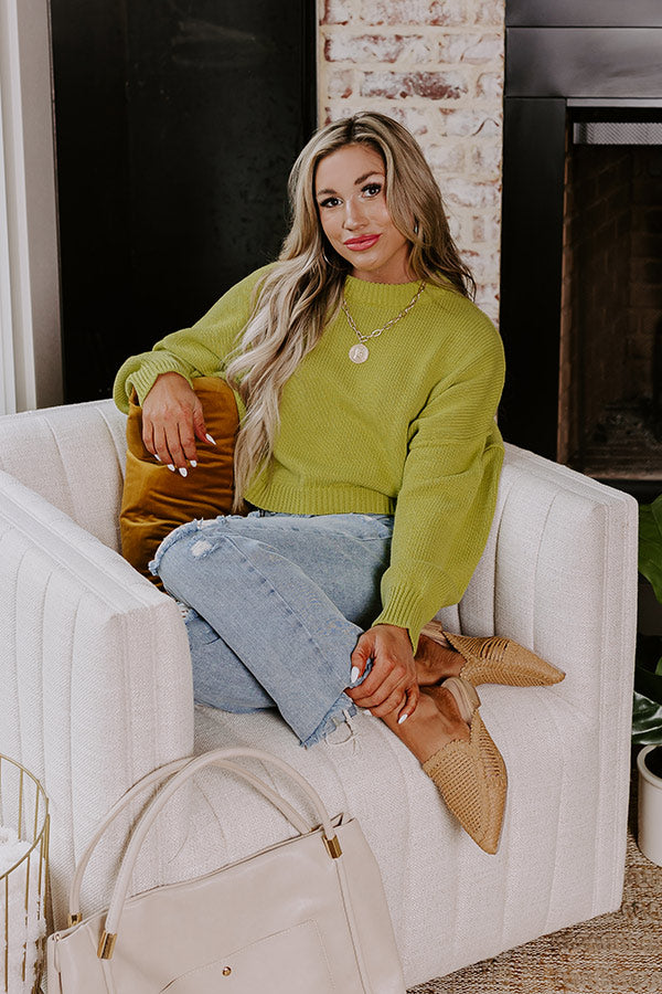 Coastal Breeze Knit Sweater in Lime Punch