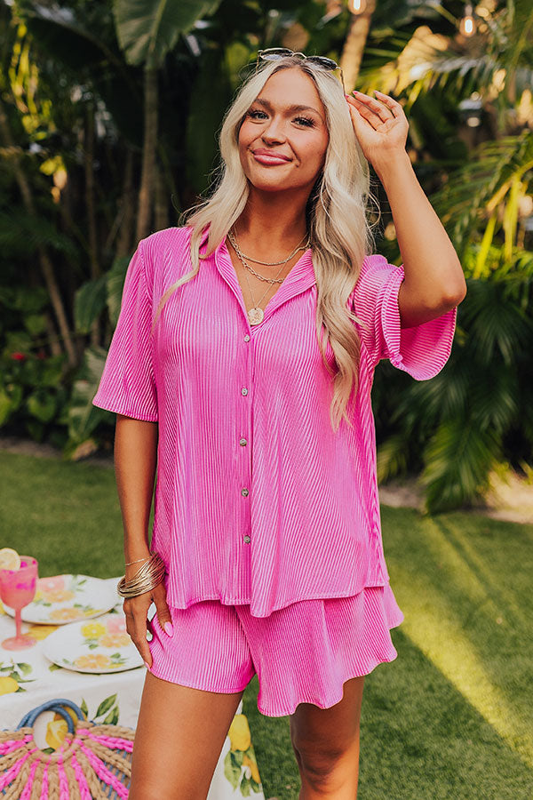 Tour The Town Pleated Top In Pink