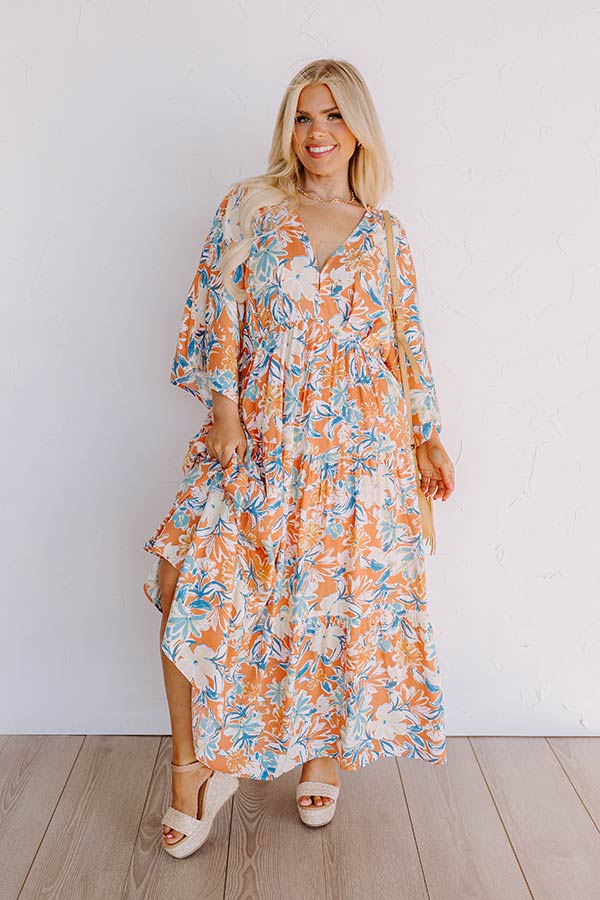 Blossom Breeze Floral Maxi In Persimmon Curves