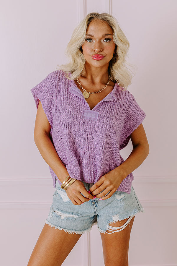 Vacay Ready Knit Top in Lavender