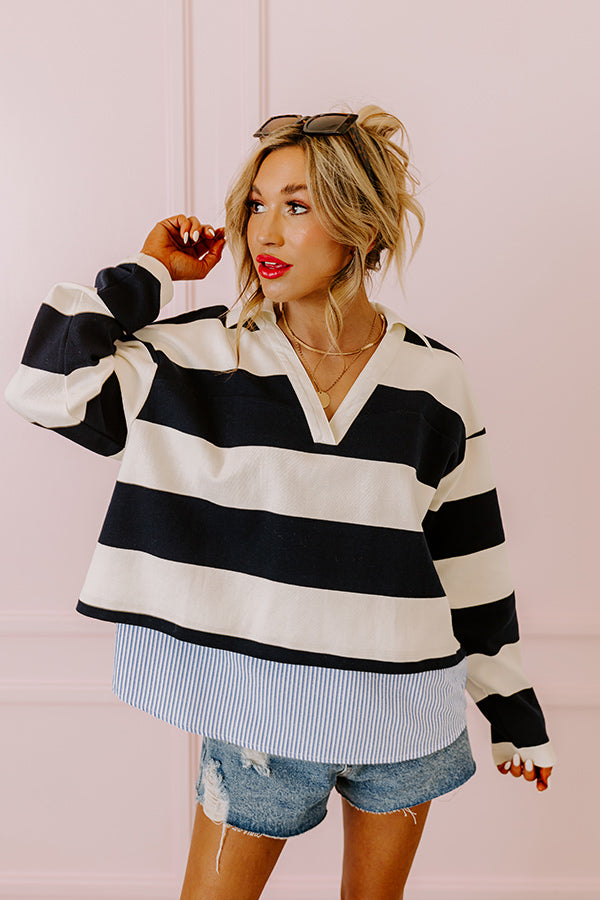 Stripe This Way Top In Navy