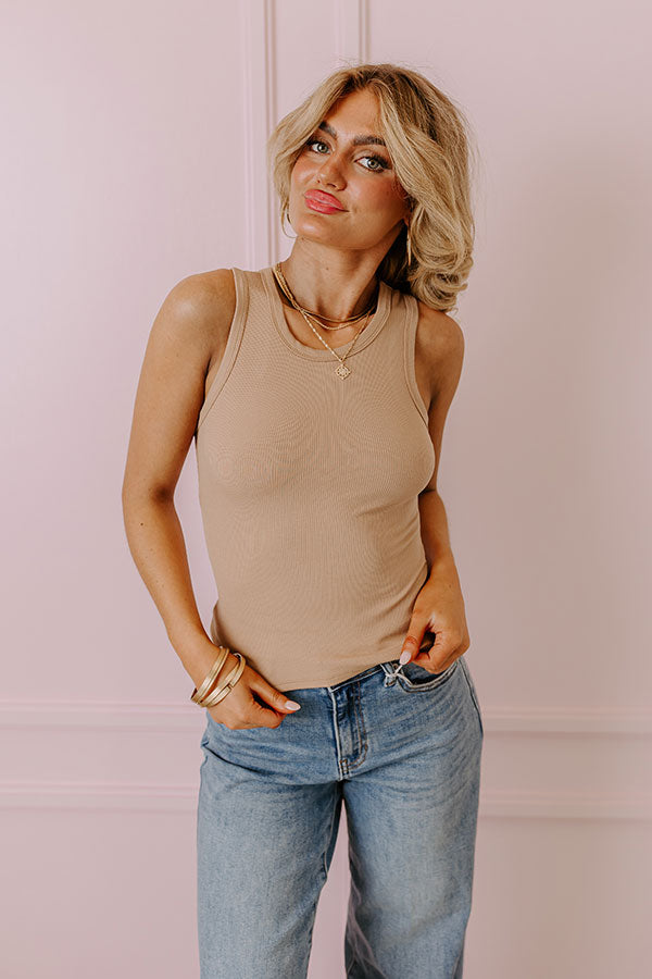 Not Your Basic Ribbed Top In Mocha