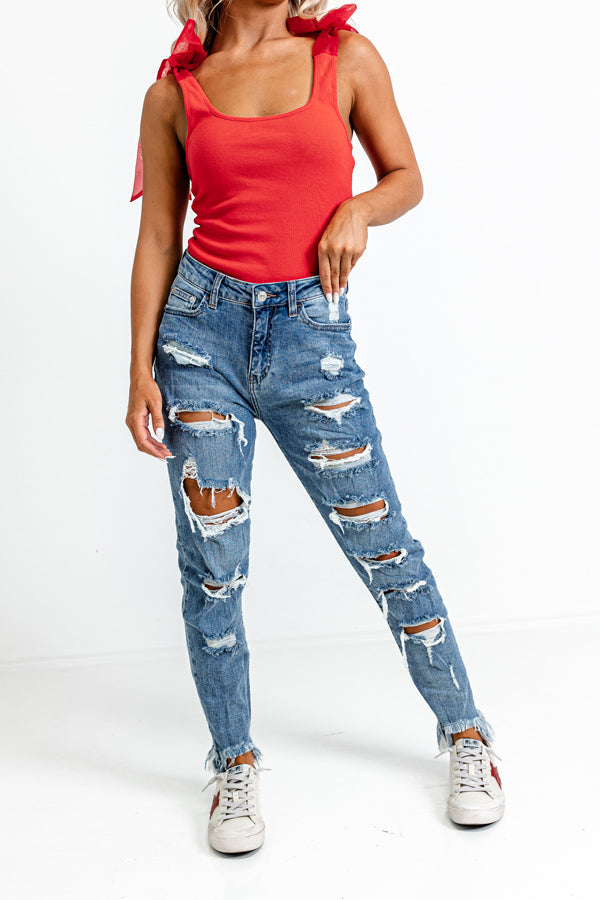 The Amarie High Waist Distressed Ankle Skinny
