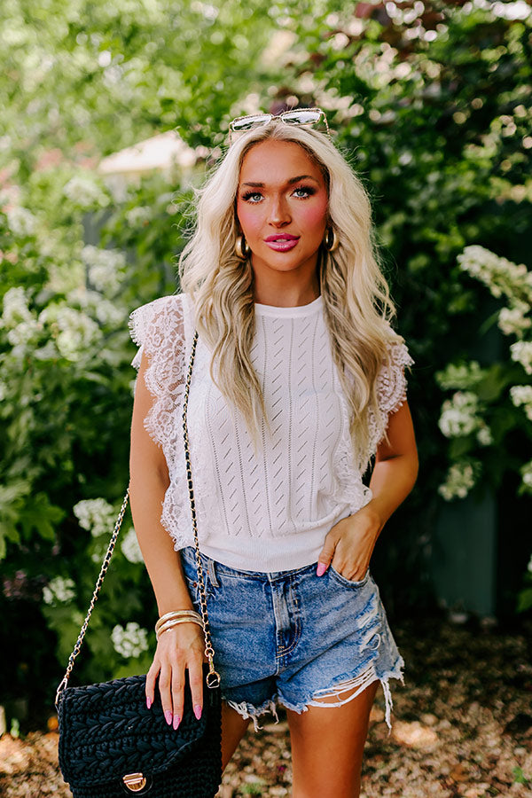 Seaside Spell Lace Top In White