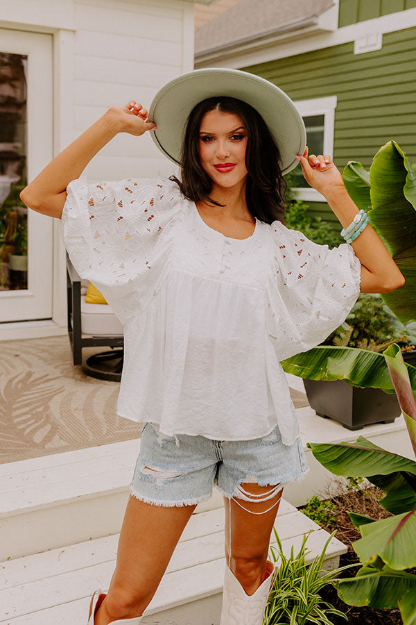 Southern Shores Babydoll Top In White