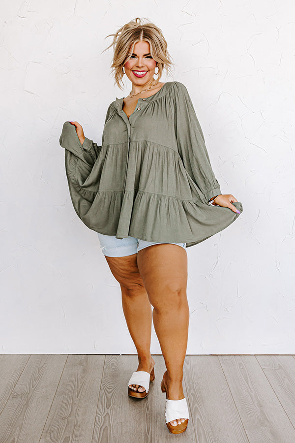 Sweeter Than Pie Babydoll Top In Olive Curves Image - 1