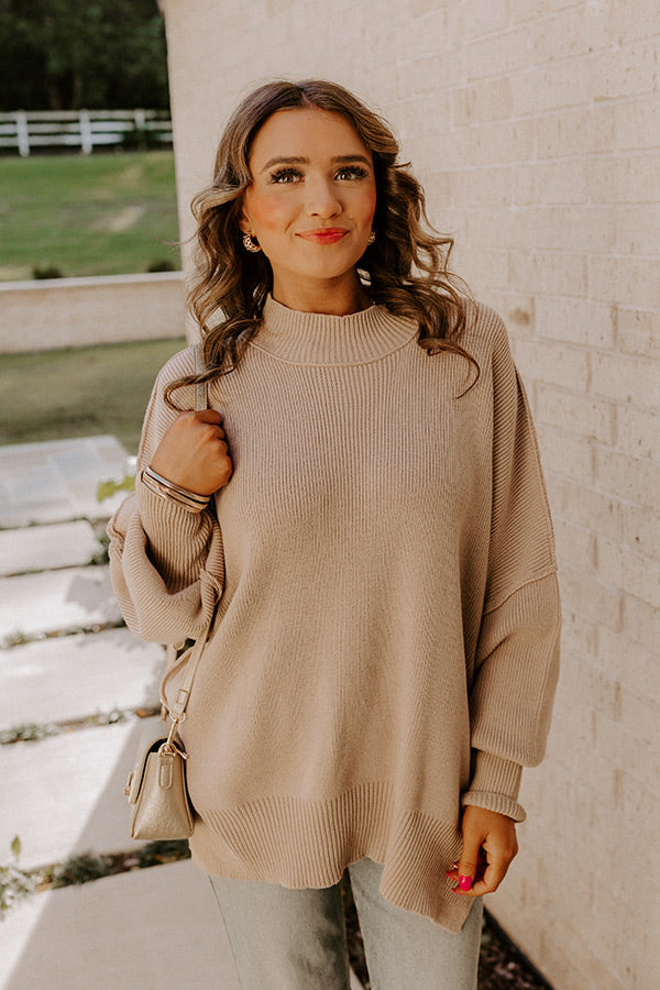 Full Of Warmth Tunic Sweater In Warm Taupe Image - 3