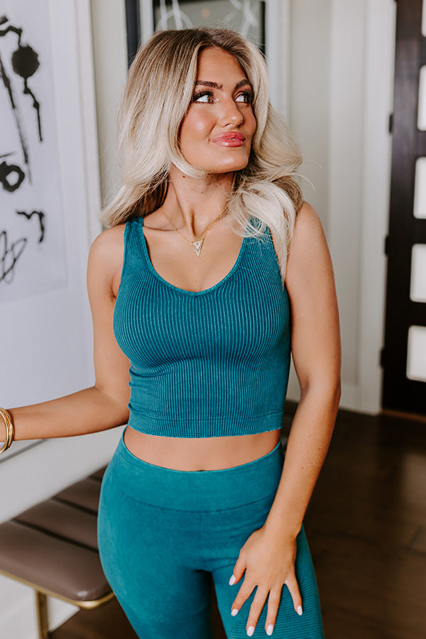 Star Of The Barre Ribbed Crop Top in Jade