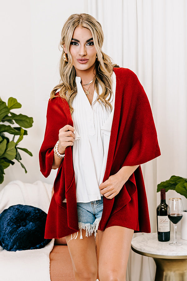 Chic In The Moment Poncho In Red