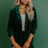 Chic Influencer Velvet Blazer In Hunter Green Image - 1
