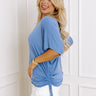 Happy Mindset Ruched Side Tee In Blue Curves Image - 1
