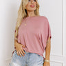 Happy Mindset Ruched Side Tee In Blush Curves Image - 1