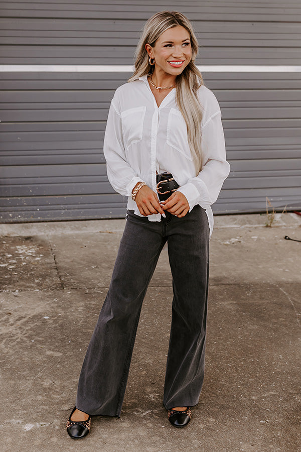 Mindfulness Button Up Top in White Image - 4