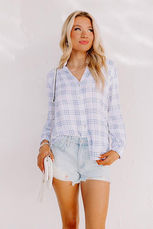 True Intention Button Up Top In Blue
